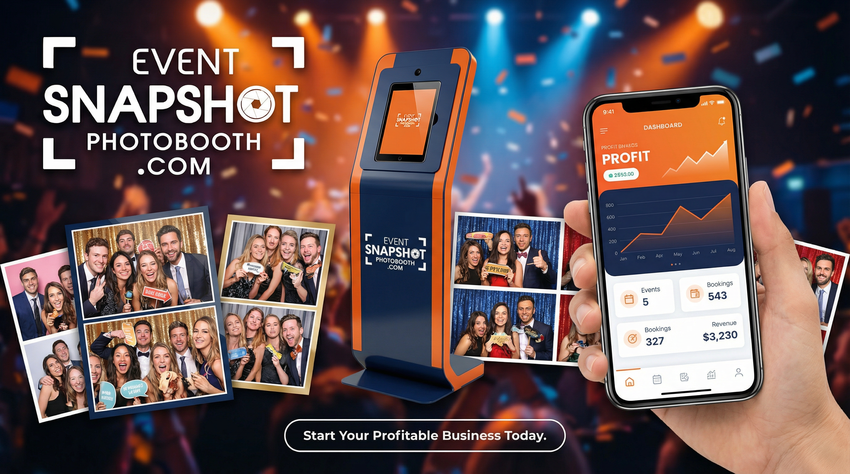 Happy people at a photobooth event